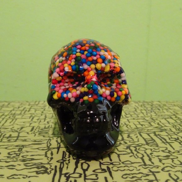 Small Rainbow Sprinkles Resin Skull oddity curiosity witchy pastel goth gothic - Picture 15 of 15